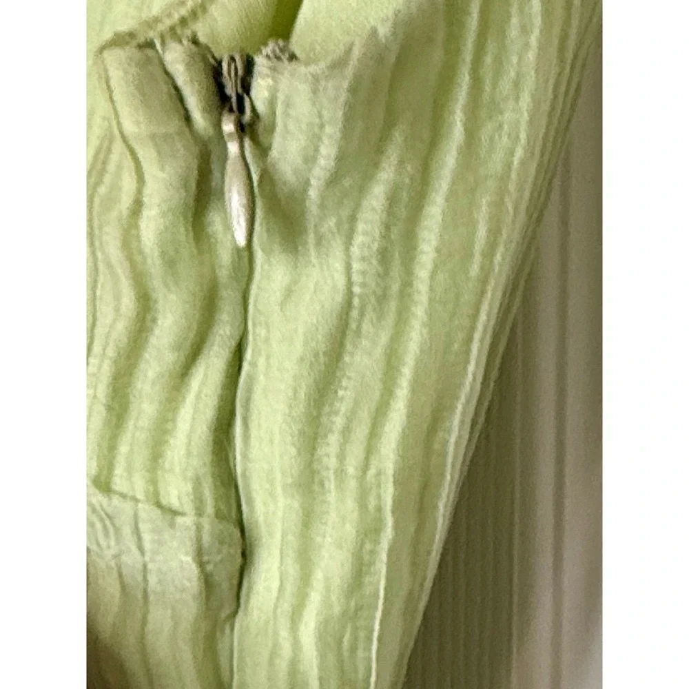 Sage The Label Plisse Mini Dress Women XS‎ Lime Green Excellent Ruffle Tie Waist